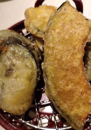 A picture of Fried Eggplant and Pumpkin.