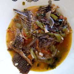 A picture of Tilapia fish stew.