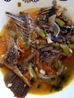 A picture of Tilapia fish stew.
