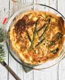 Quiche de Espargos, Brócolos, Bacon e queijo Feta