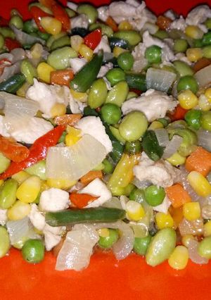 Foto resep Oseng kacang kedelai ayam saos tiram