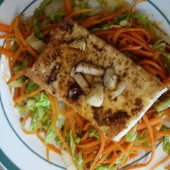 A picture of Fried Tofu on Carrot Noodles.