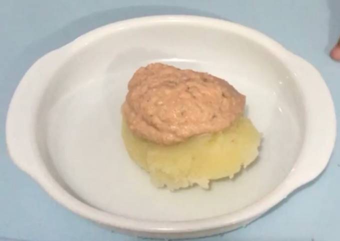 Mpasi 7bln Mashed Potato with salmon sauce mushroom