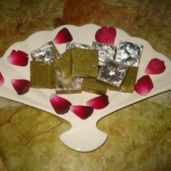 A picture of Bhang badam burfi (almond burfi).