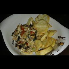 Sweet potatoes and egg sauce A picture of Sweet potatoes and egg sauce.