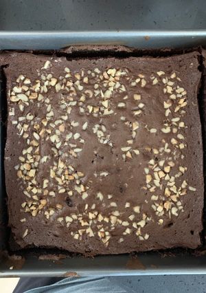 A picture of Theobroma’s walnut chocolate brownies.