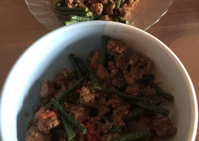 Tumis Daging Giling Kacang Panjang
