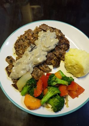 Foto resep Sirloin Wagyu Steak w/ Mushroom Sauce