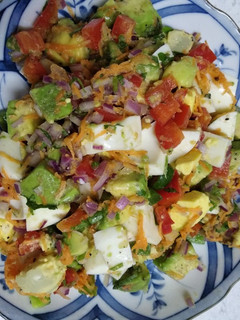 A picture of Tomatoes avocado egg salad.