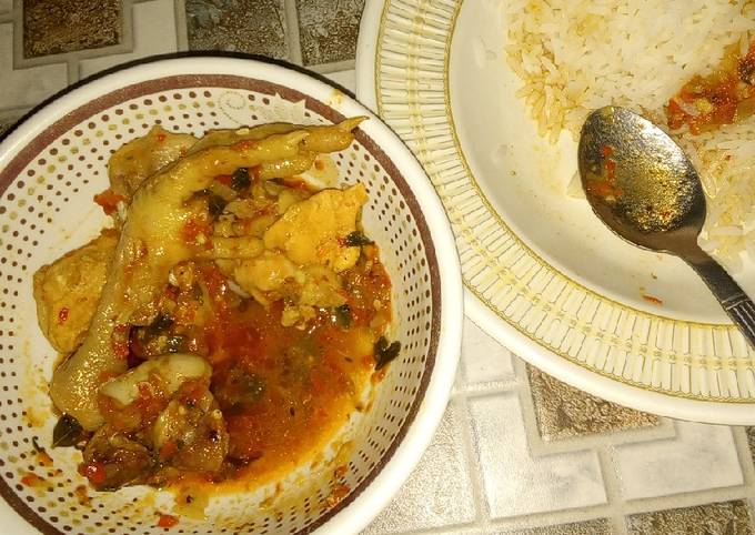 White rice and chicken pepper soup
