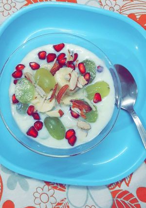 A picture of Kesar Flavor Fruit Custard.