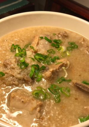 A picture of My Mother’s Favorite Breakfast: Cháo Sườn(Pork Rib Porridge).