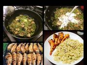 Una foto de langostino en salsa verde