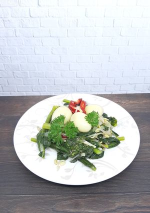 Foto resep Tumis Sawi, Telur Puyuh, Toge