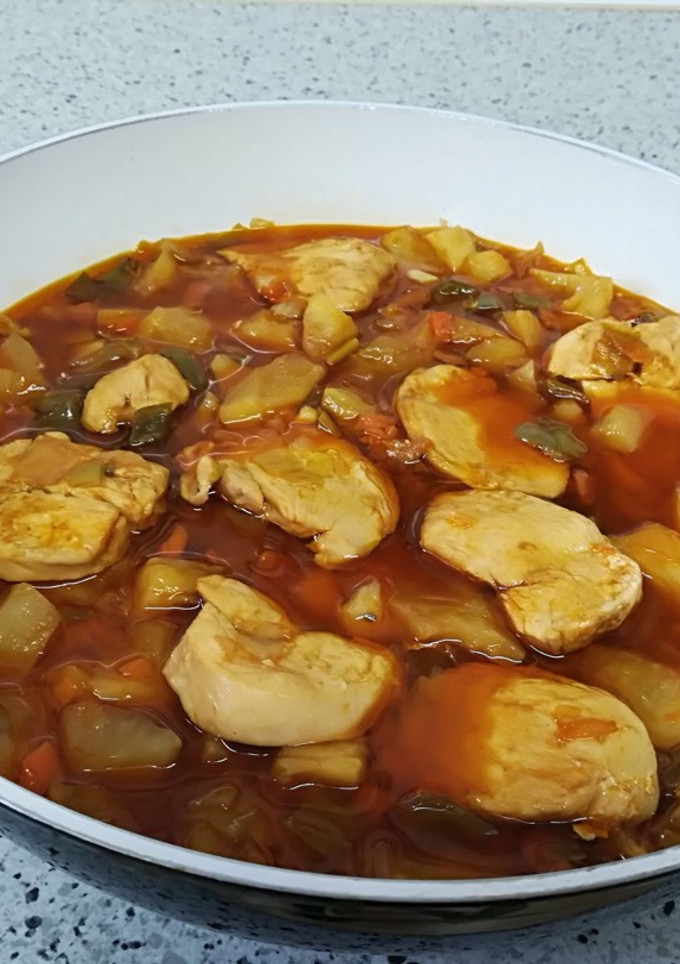 Una foto de Escalopines de pollo en salsa