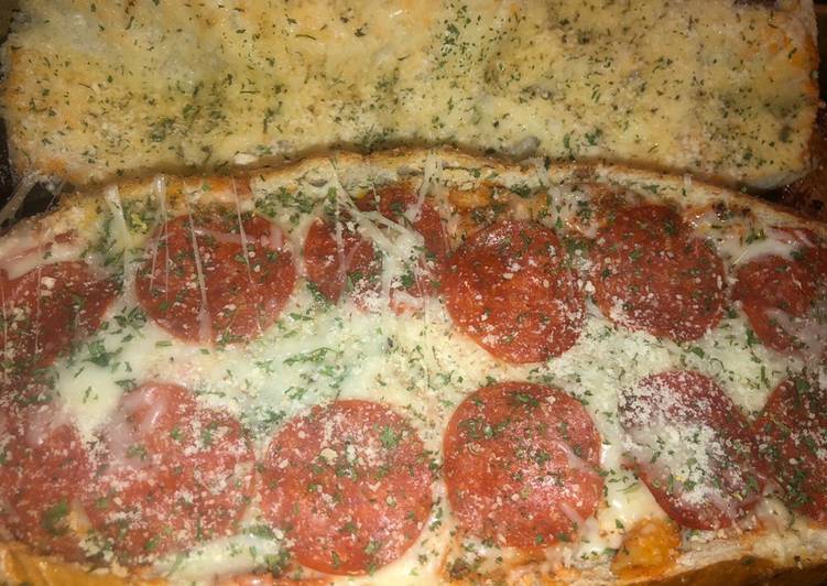 Now You Can Have Your Pizza baked stuffed French bread