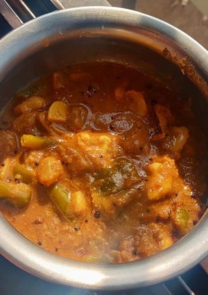 A picture of #भोपळी_मिरचीचे_पंचामृत♥️🌿🥘.