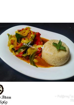 A picture of Cous Cous and cabbage sauce by salma.s.Adam(ful@rny"ss kitchen).