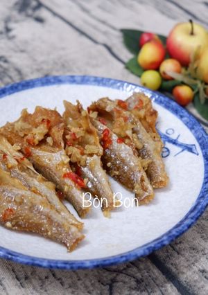 Hình của món Khô Cá Đù Chiên Dấm Đường.