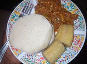 A picture of boiled plantain and egg
