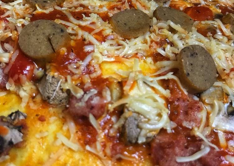 Resep Meat lover mushroom 🍄 pizza 🍕 Anti Gagal