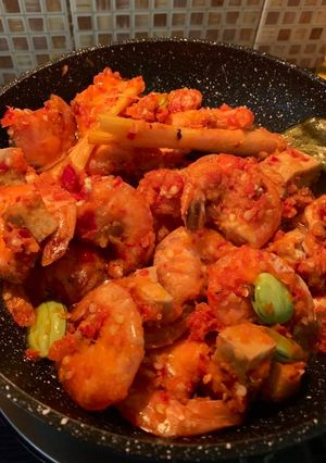 Foto resep Udang pedas teman nasi panas