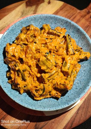 A picture of Curd Okra or Dahi ki Bhindi..