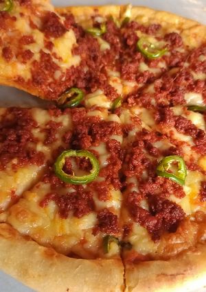 Una foto de Pizza de chorizo