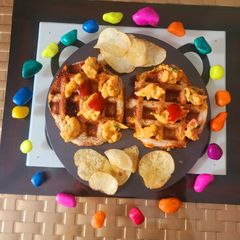 A picture of Tandoori mayo veg waffles sandwich.