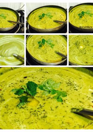 A picture of Cream of Broccoli Spinach and Walnut Soup.