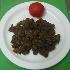 A picture of Potti Ularthiyathu(cleaned intestine of goat / buffalo).