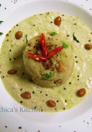 A picture of Semolina Peas Upma.