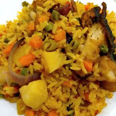 A picture of Veggies Jollof rice.