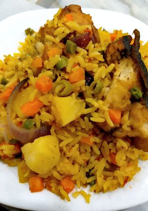 A picture of Veggies Jollof rice.