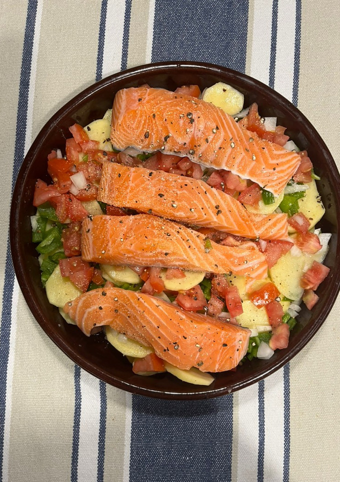 Una foto de Salmón al horno