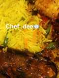 Indian fried rice with corn nd fish soup