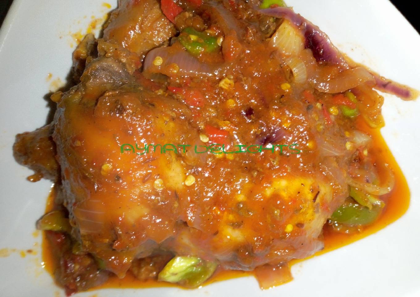 Fried chicken in ketchup sauce
