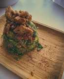 Timbal de pollo teriyaki al jengibre