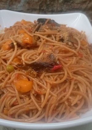 A picture of Brown spaghetti.