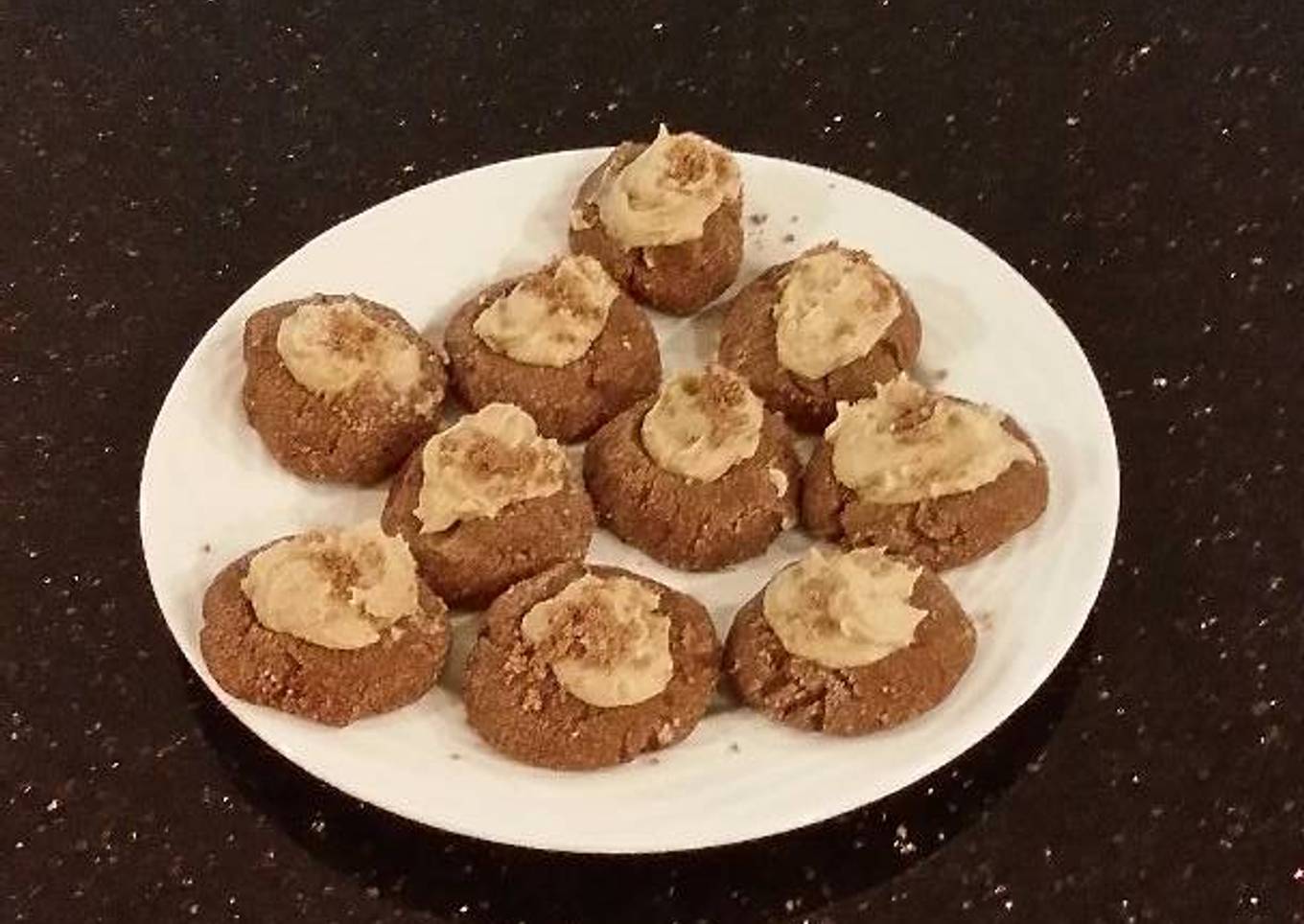 Chocolate Shrtbread Cookies Filled with Caramel Buttercream