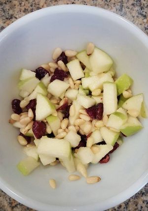 A picture of Apple filling f pork loin.