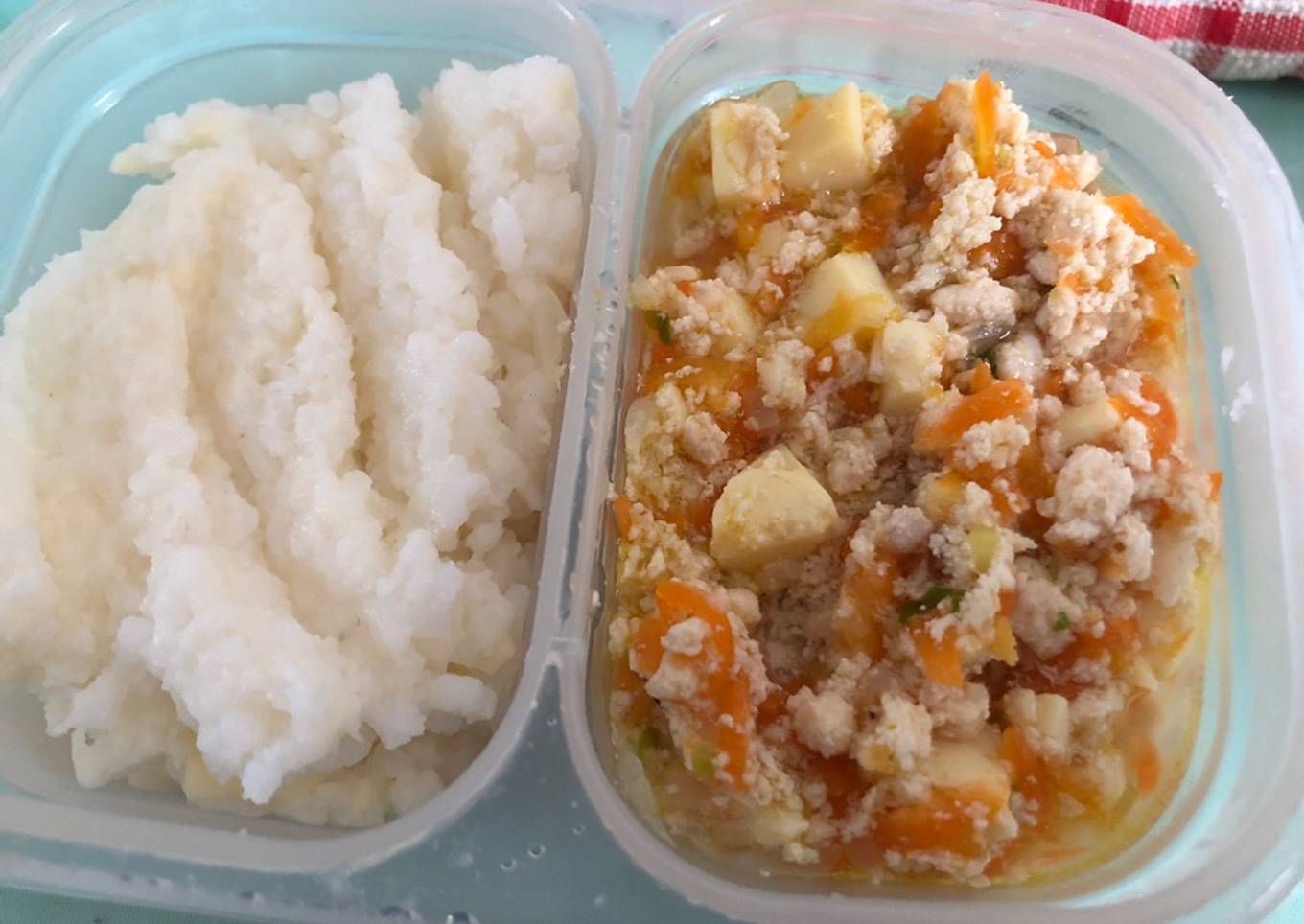 MPASI 1y: Sup Ayam dan Nasi Keju