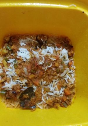 A picture of Shahi dum biryani in microwave.