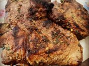 A picture of sirloin steak medium rare