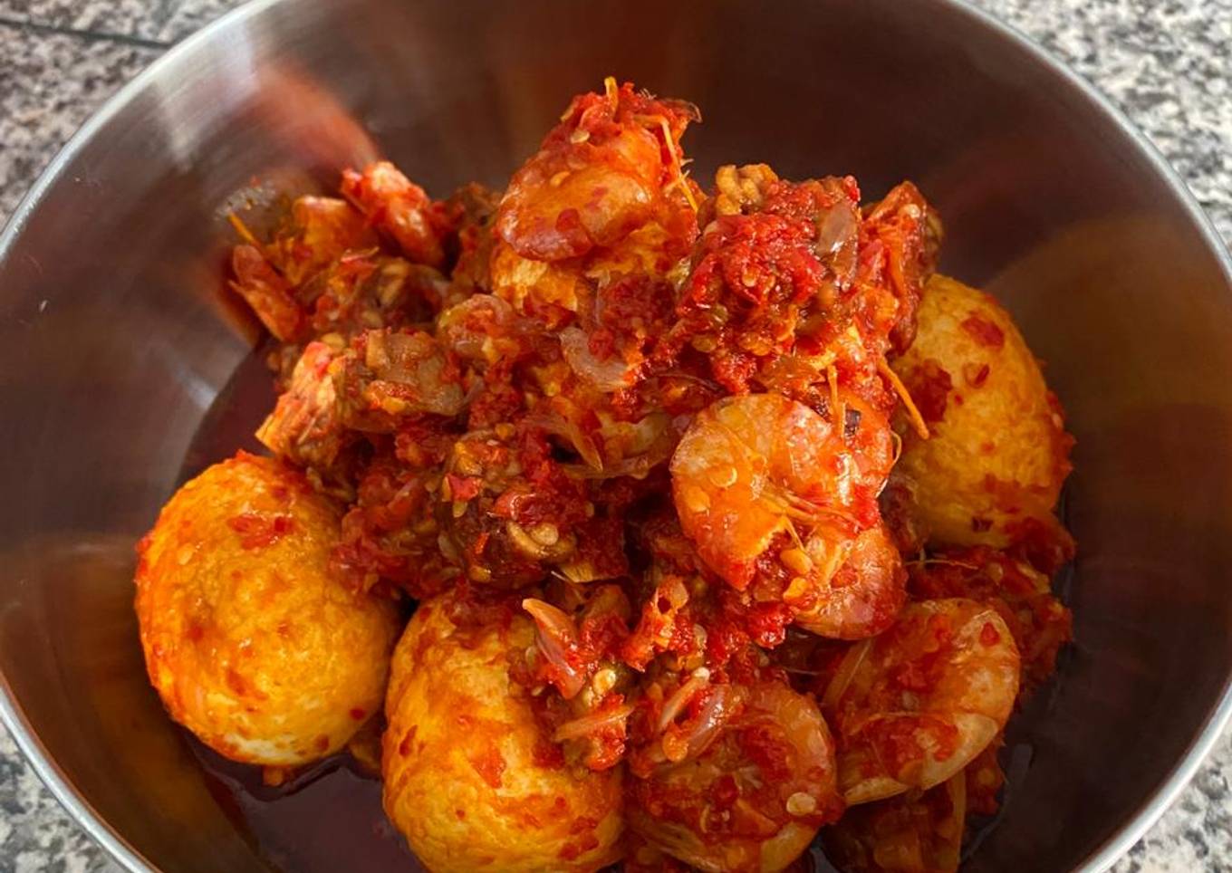 Telur balado udang