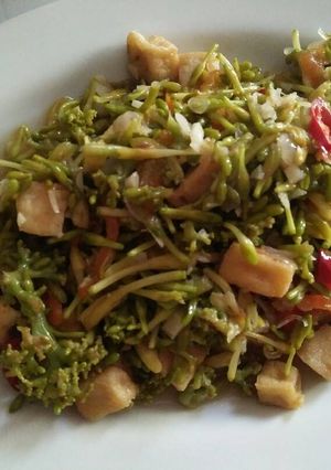 Foto resep Tumis kembang kates (tidak pahit) tahu dadu