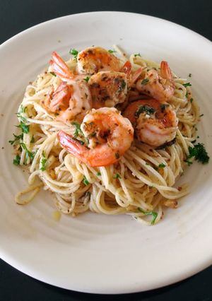 Foto resep Spaghetti Aglio Olio with Prawn