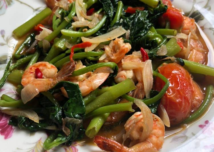 Resep Ca kangkung Udang | Langkah Membuat Ca kangkung Udang Yang Menggugah Selera