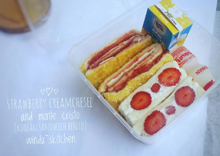 Strawberry creamchesee and monte cristo (korean sandwich bento)