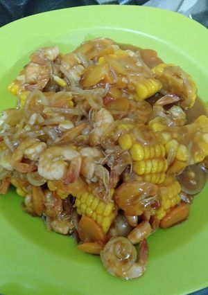 Foto resep Resep seafood udang ala mpo noni